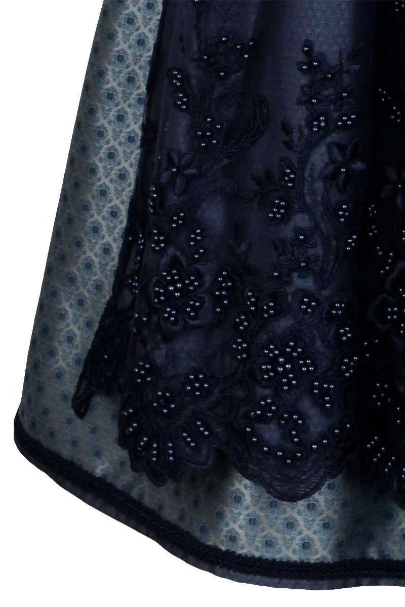 Midi Dirndl mit bestickter Spitzenschürze