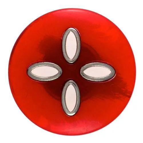 Knopf Blumenoptik Rot – Metallimitatknopf KRO-101