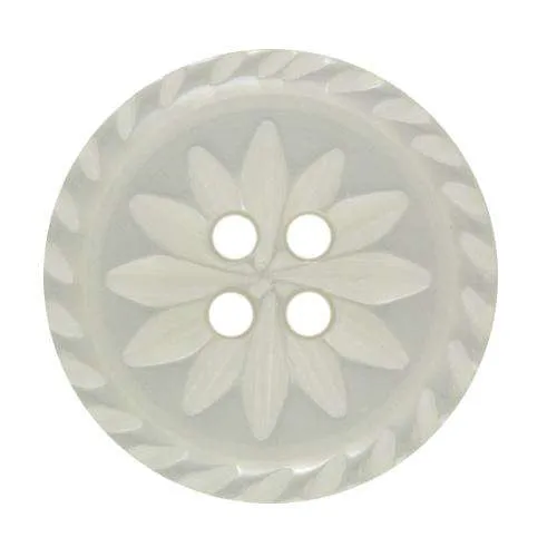 Knopf Blumen-Design Weiß – Kunststoffknopf KW-159