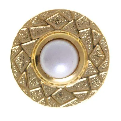 Ösenknopf gemustert mit Perle Goldfarben – Kunststoffknopf SK-31