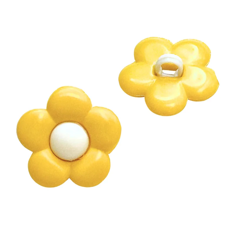 Kinderknopf Blume Gelb 17 mm – Kunststoffknopf KK-105-gelb