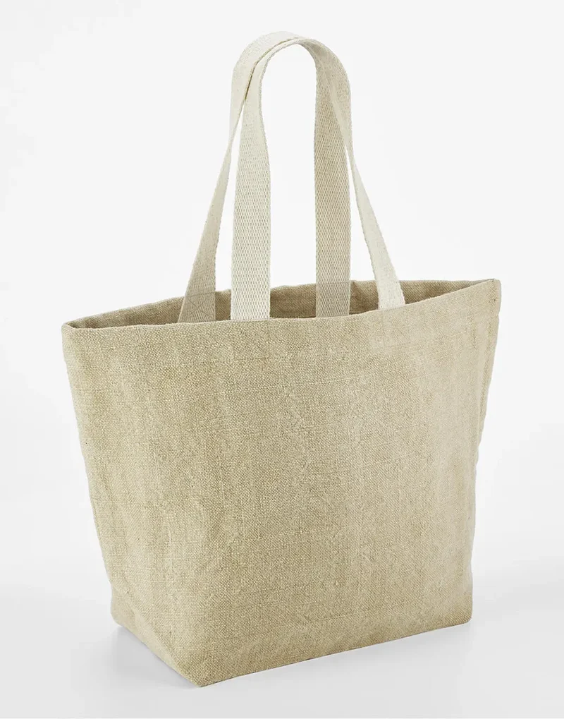 Weiche Jute Strandtasche mit waschbarem Design
