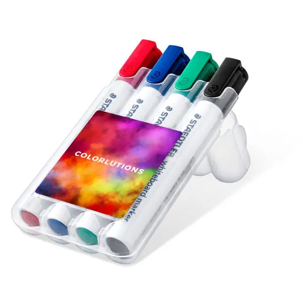 STAEDTLER Lumocolor Whiteboard-Marker, 4er-Set mit Keilspitze - Transparent