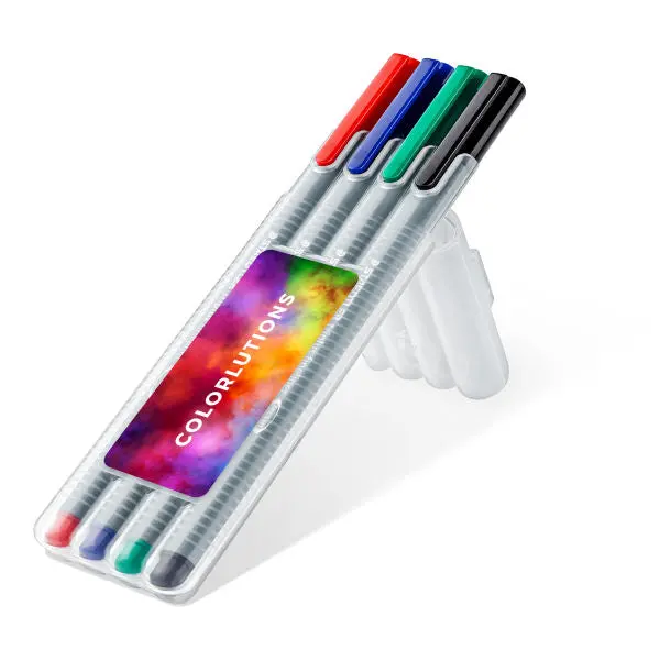 STAEDTLER triplus fineliner, Box mit 4 Stiften - Transparent, Präzision und Komfort
