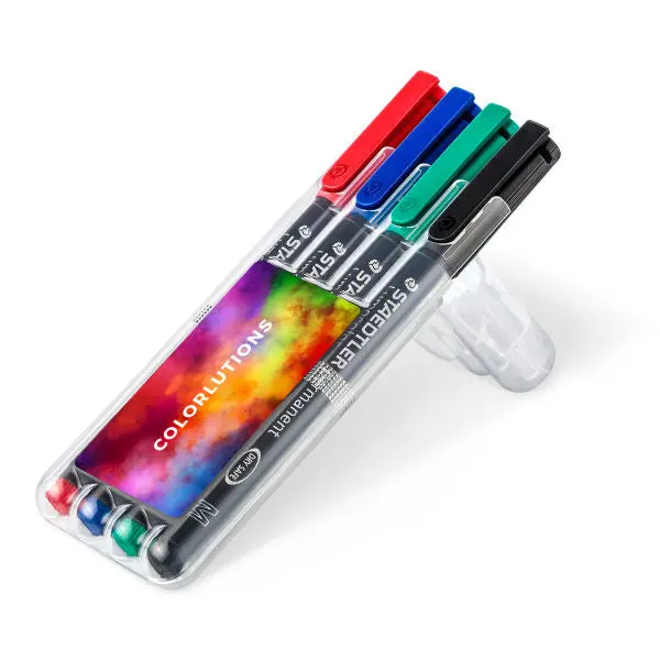 STAEDTLER Lumocolor Permanent M-Box, 4 Marker Transparent