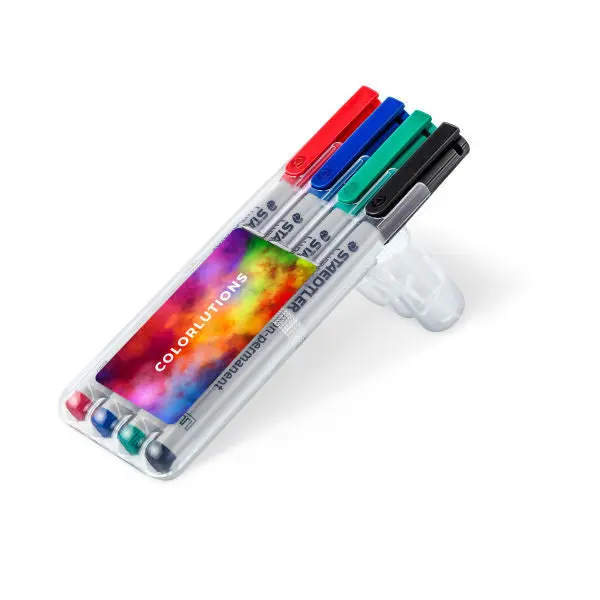 STAEDTLER Lumocolor F-Box, 4 Temporäre Marker Transparent