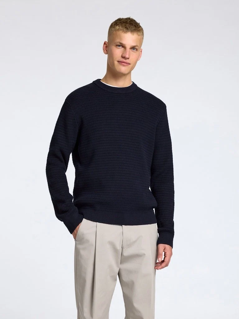 Selected Rundhalspullover Blau