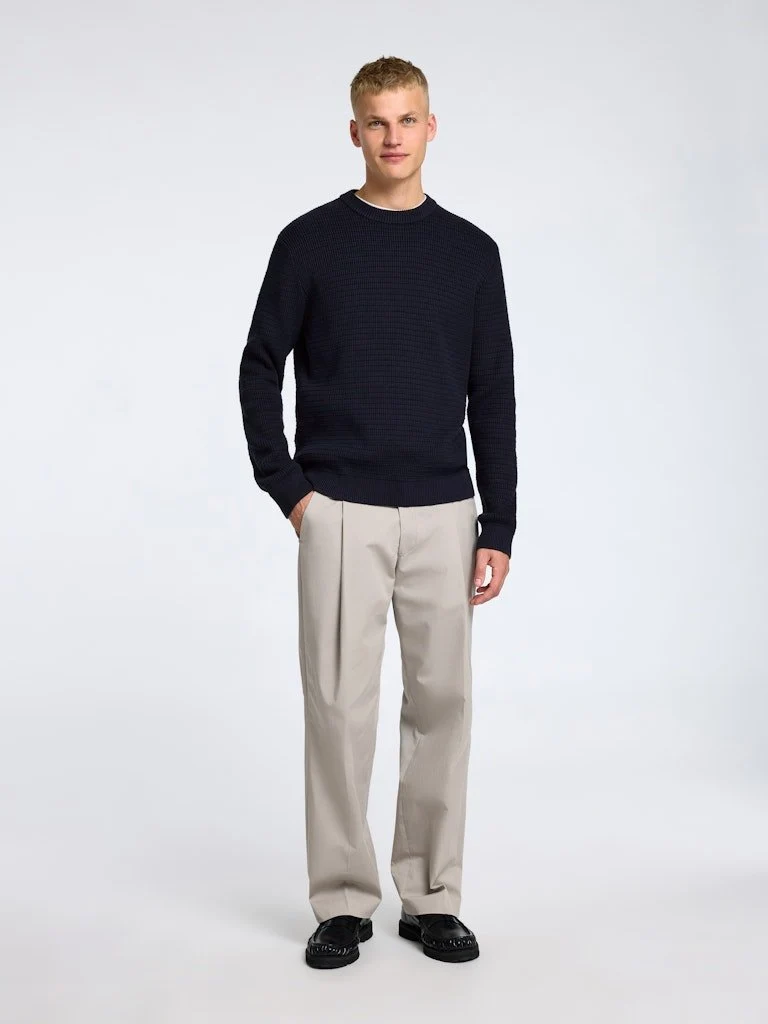 Selected Rundhalspullover Blau