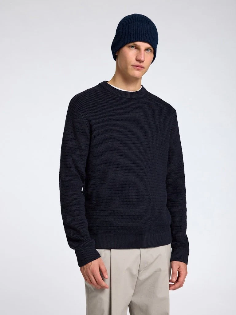 Selected Rundhalspullover Blau