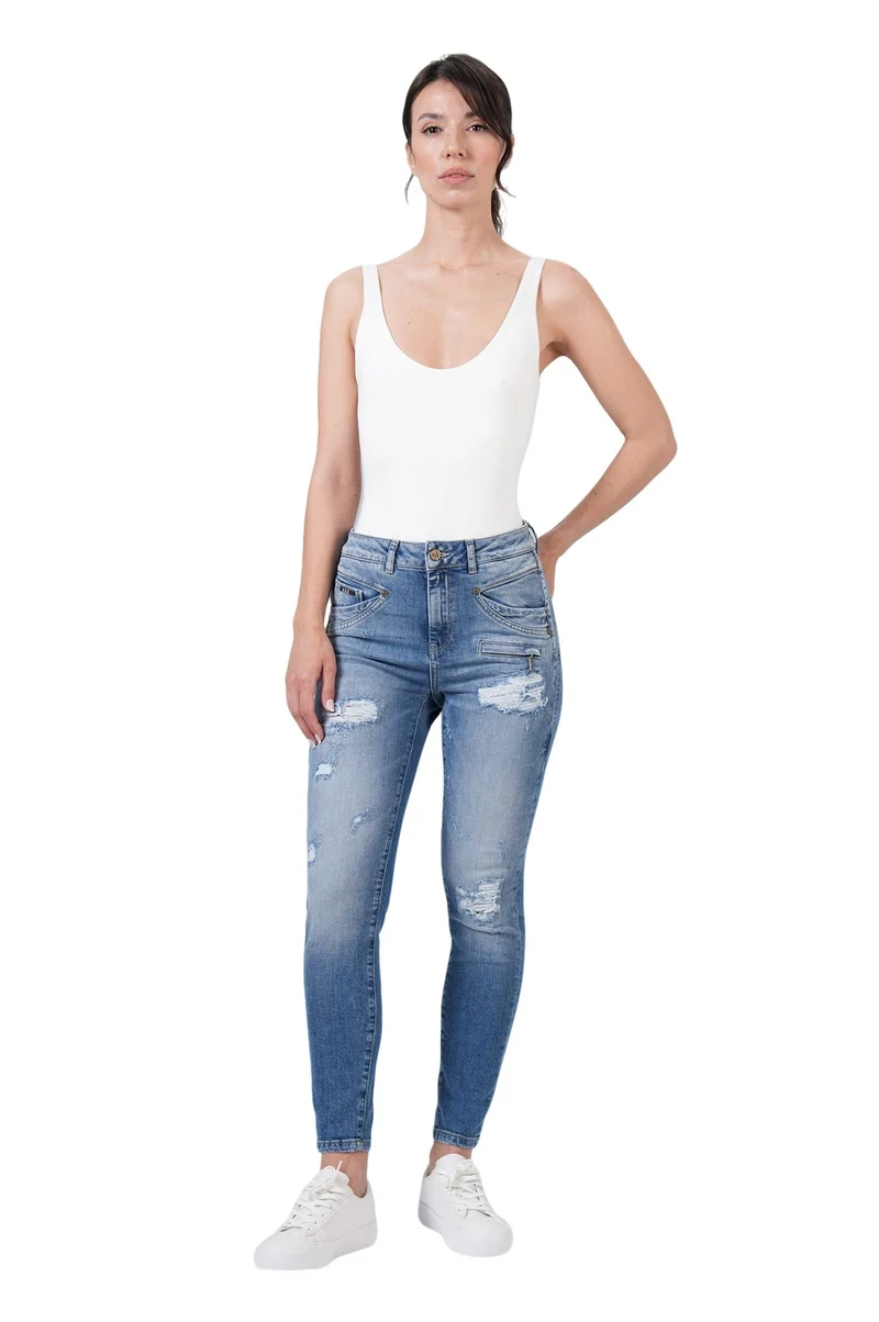 Mod 8 Destroyed Jeans Blau