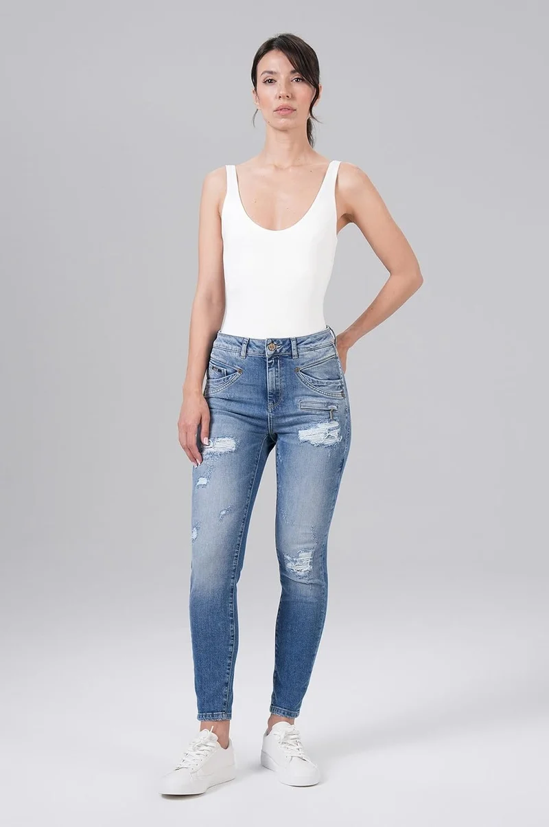 Mod 8 Destroyed Jeans Blau