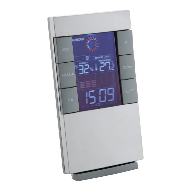 California Wetterstation - Silber und Schwarz Thermometer, Hygrometer und Uhr für Innenräume