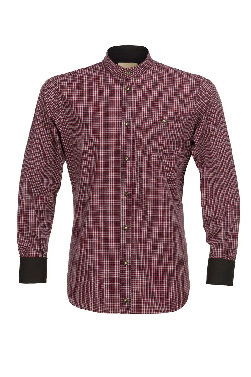 KAROHEMD SLIMFIT SCHWARZ/ ROT