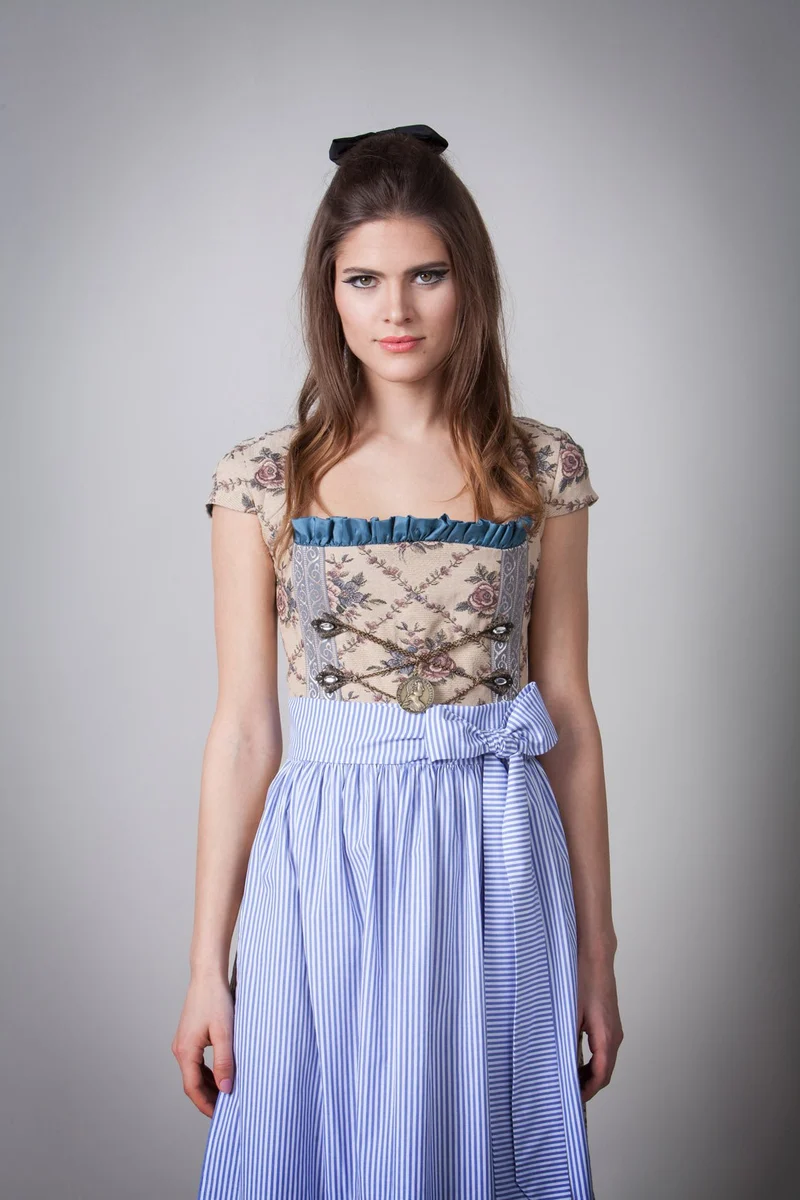 DIRNDL VINTAGE GOBELIN CREME/ HELLBLAU