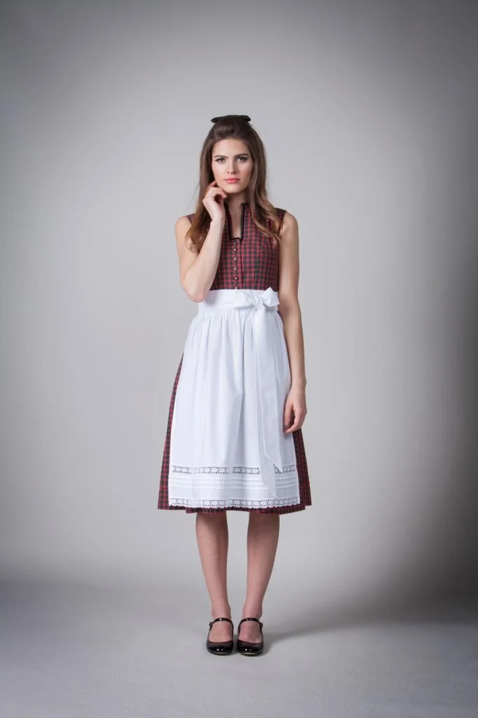 BW DIRNDL VINTAGE KARO STEHKRAGEN ROT