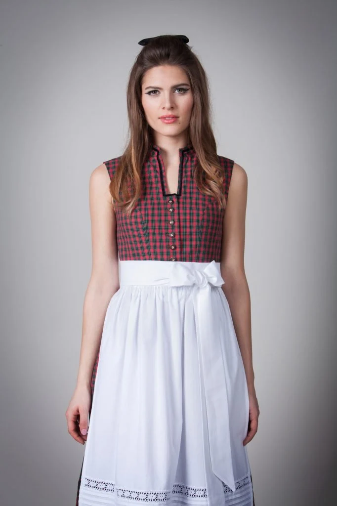 BW DIRNDL VINTAGE KARO STEHKRAGEN ROT