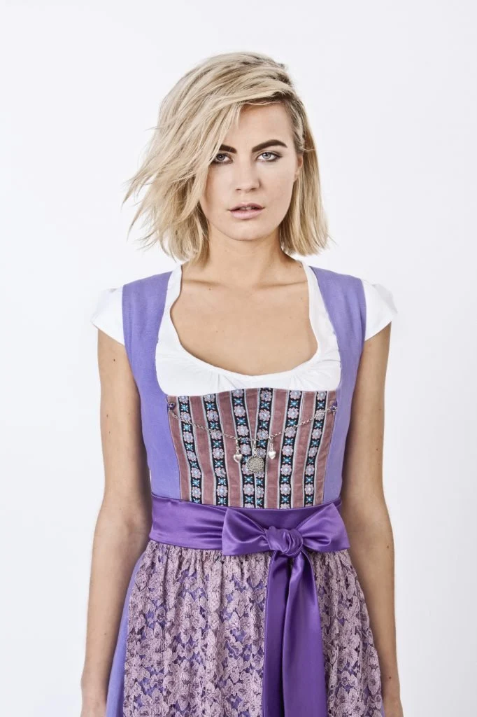 LEINEN DIRNDL TRADITIONAL MAUVE 65cm