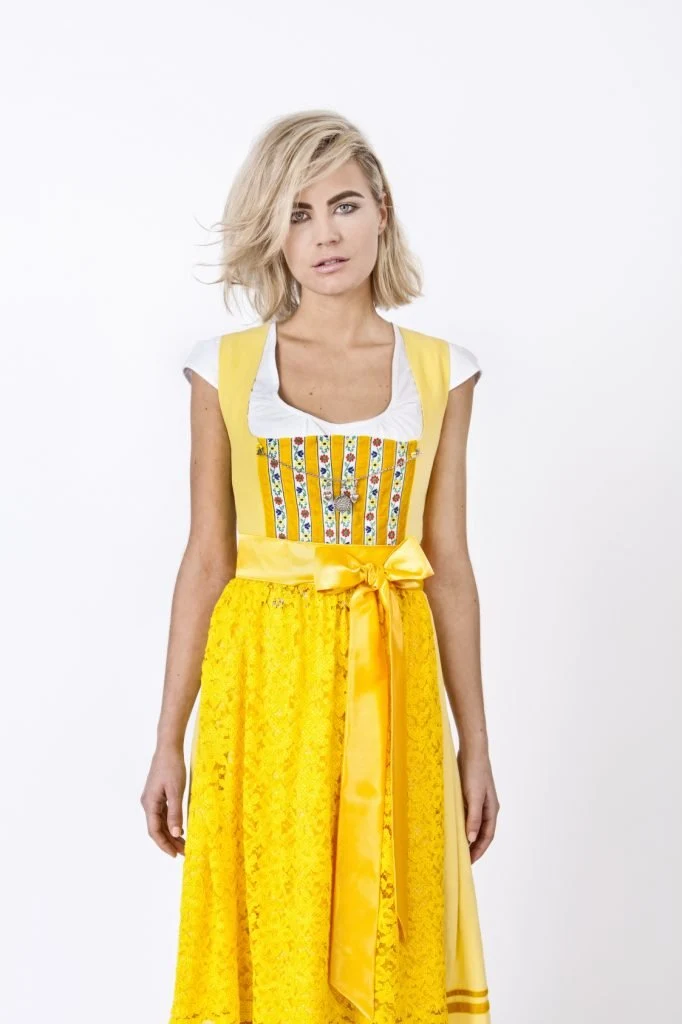 LEINEN DIRNDL TRADITIONAL GELB 90cm