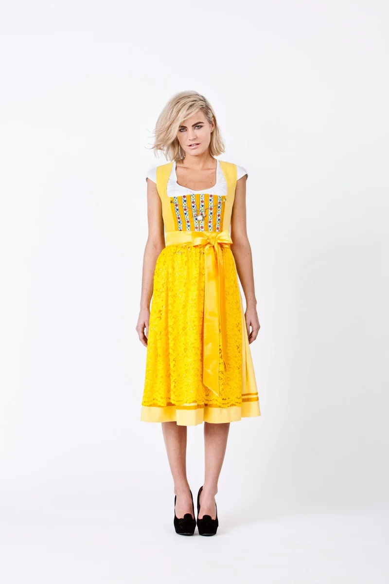 LEINEN DIRNDL TRADITIONAL GELB 65cm