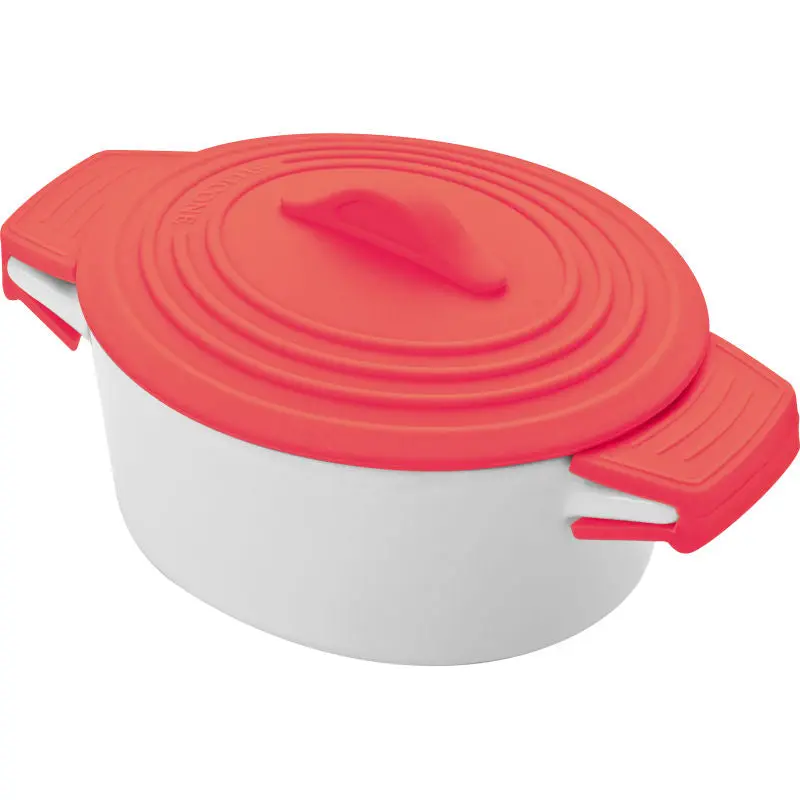 Delhi Porzellantopf mit Silikondeckel, 500 ml - Feuriges Rot