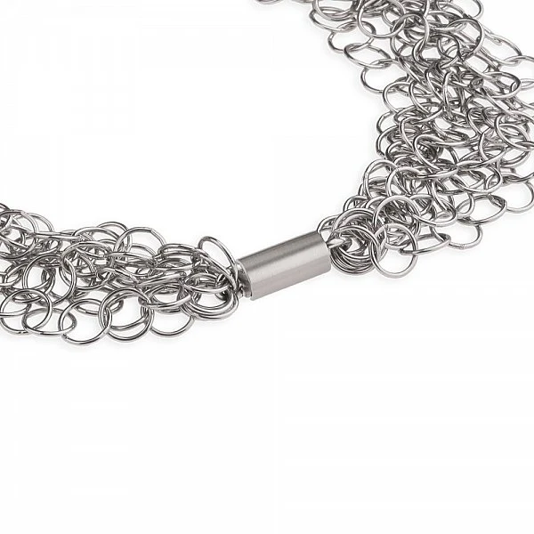 Ernstes Design Damen Halskette 7-Fach Fantasiekette Länge 50cm Silber K126