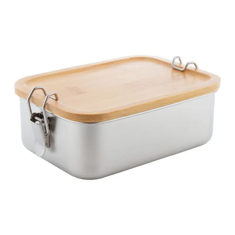 Bambento Lunchbox Silber/Natur, Essensbox Bambus – Stilvoll & Öko