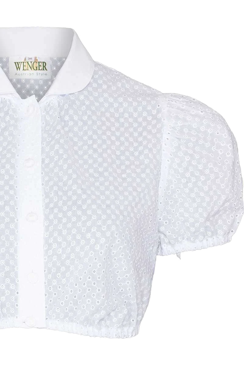 Dirndl-Bluse mit Lochmuster und Kragen