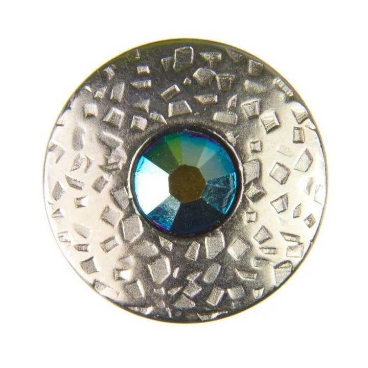 Trachten Metallknopf Silber mit Swarovski® Kristallen veredelt - ST-17-S Türkis