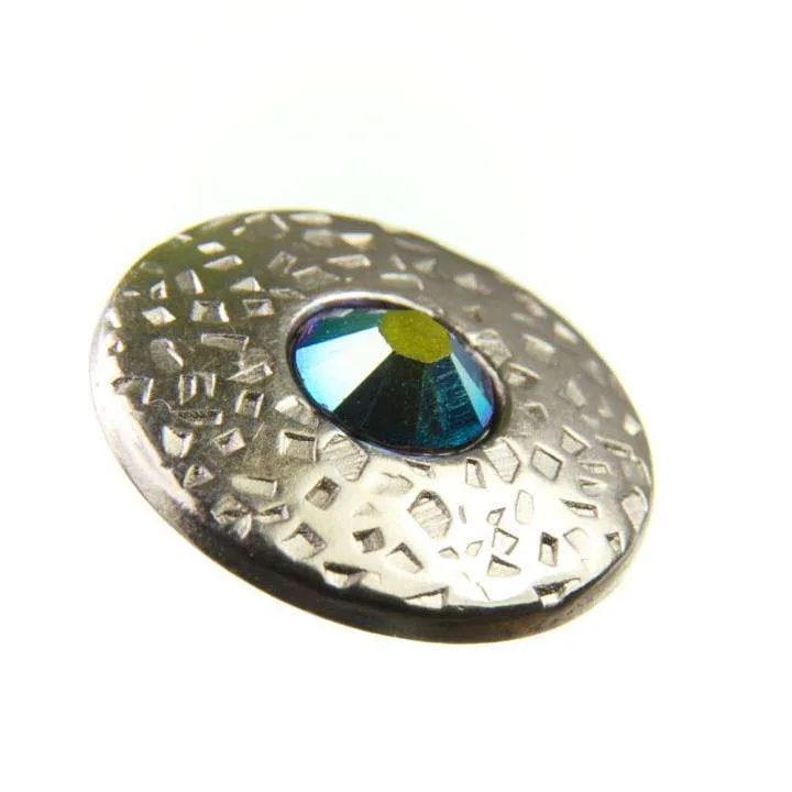 Trachten Metallknopf Silber mit Swarovski® Kristallen veredelt - ST-17-S Türkis