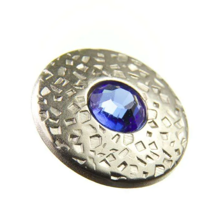 Trachten Metallknopf Silber mit Swarovski® Kristallen veredelt - ST-17-S Saphire