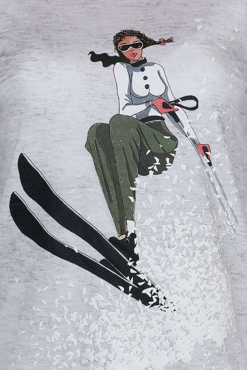 Damen Langarmshirt 'Alpine Skifahrerin'