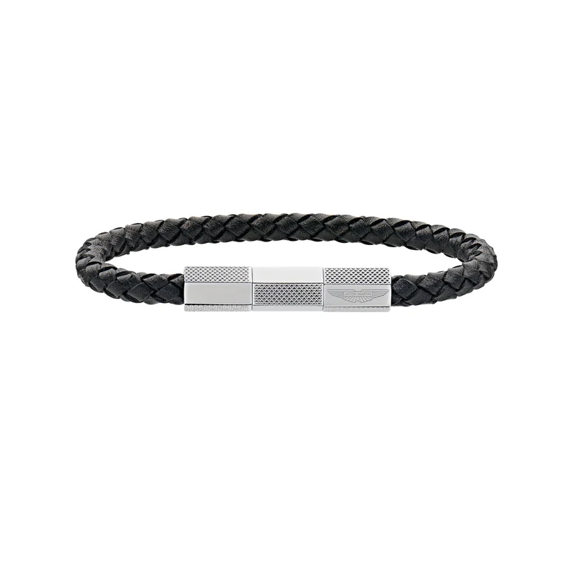 ASTON MARTIN Armband Herren AML THRILL Lederband Edelstahl Dunkelblau/Silber MJRIF5BU4