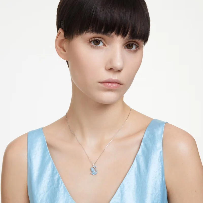 SWAROVSKI Damen Anhänger Schwan Blau Rhodiniert SWAN 5660594