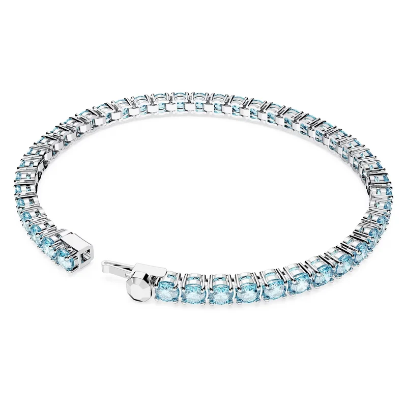 Swarovski Armband Unisex Matrix Tennis „Round‑Cut Blue“ Länge ca. 15,5 cm, Größe S Weiß/Rhodium 5648927