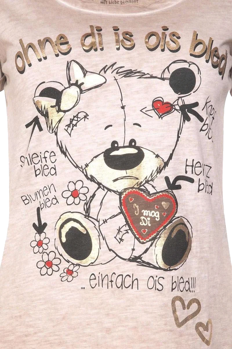 Damen T-Shirt 'ohne Di is ois bled'