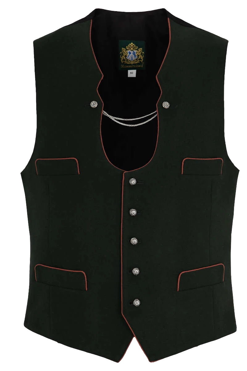 Traditionelles Trachten Gilet mit roter Paspelierung