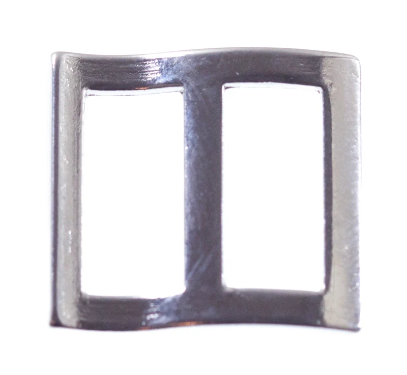 Schiebeschnalle geschwungen Silberfarben 15 mm – Metallgurtschieber SM-144
