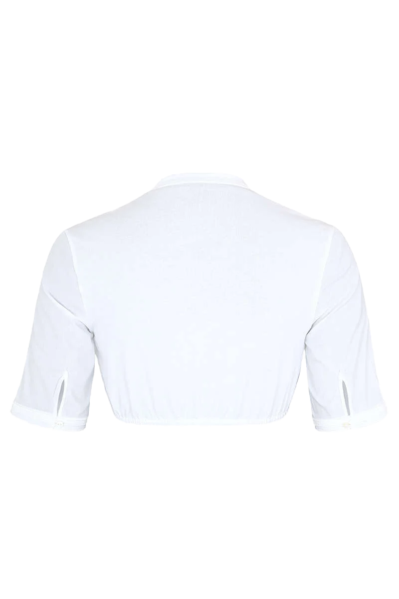 Dirndlbluse hochgeschlossen mit Spitzenborte
