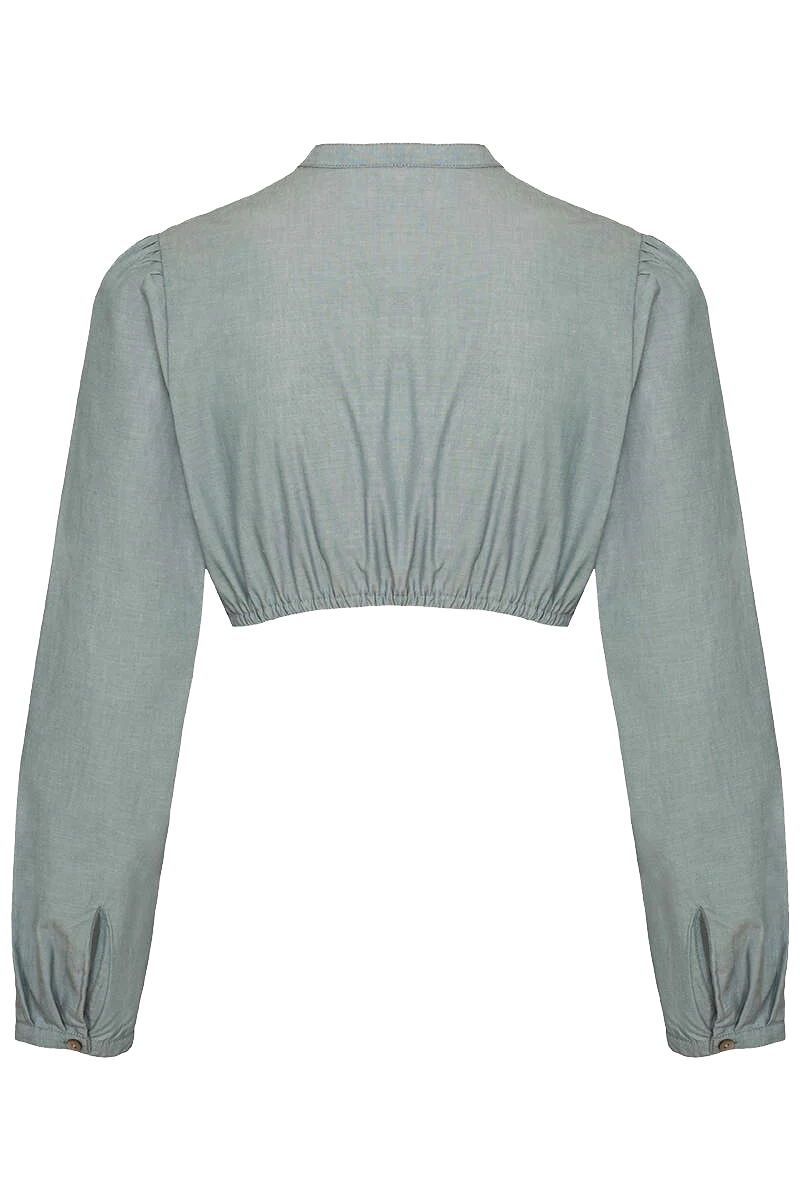 Dirndlbluse hochgeschlossen mit langen Ärmeln