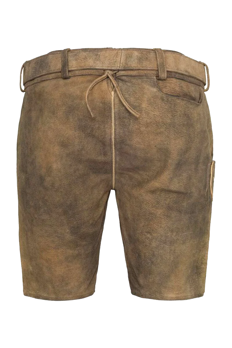 Herren FCB-Lederhose bestickt kurz