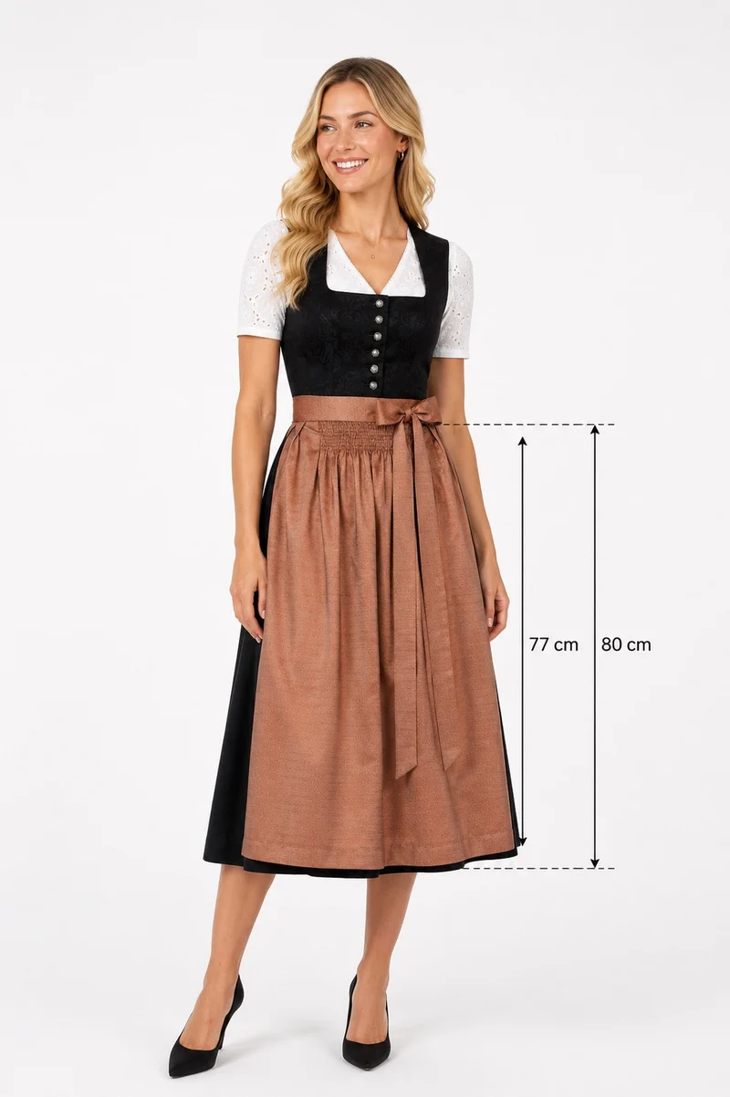 Jacquard-Dirndlschürze mit Zackenmuster – 77 cm