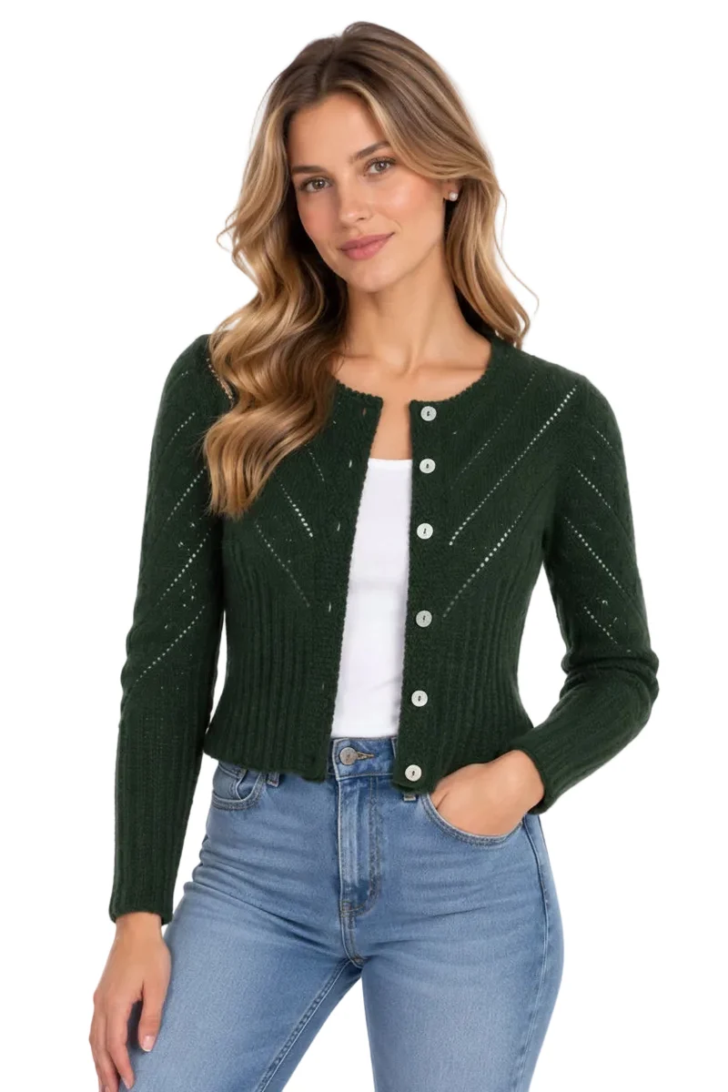 Strickjacke mit diagonalem Einsatz