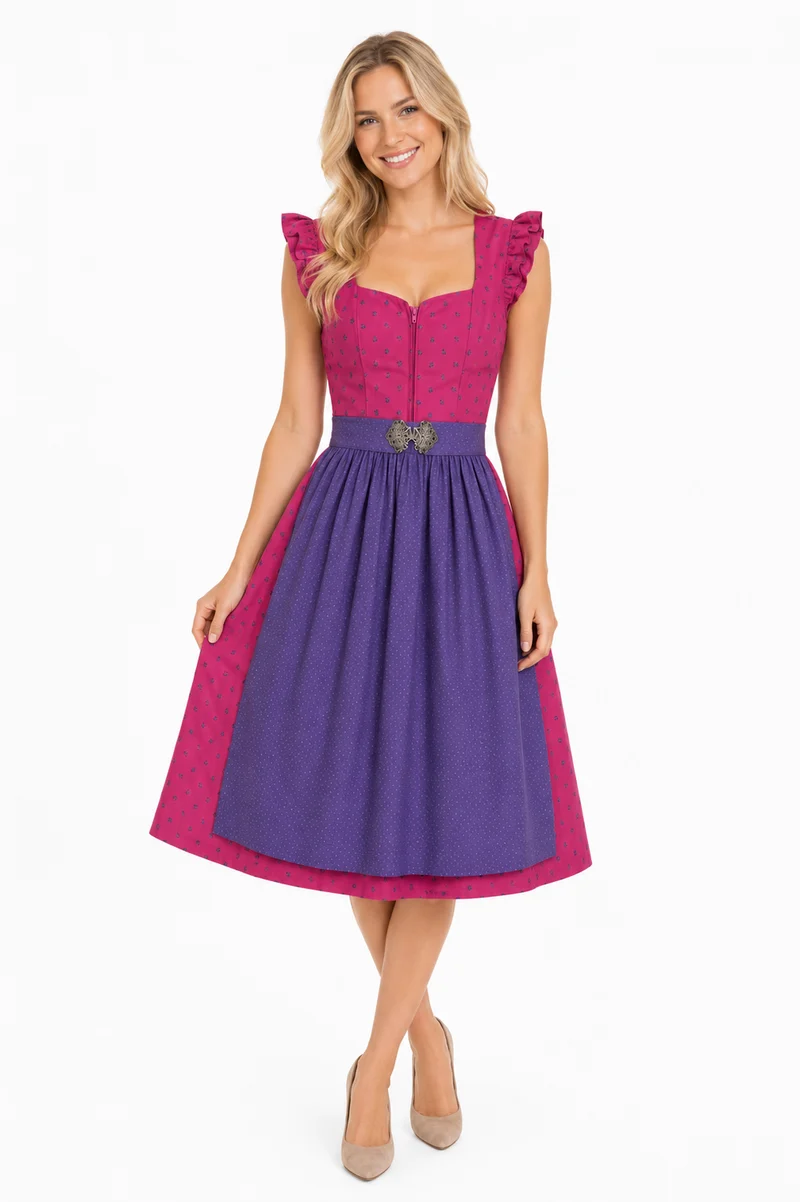 Sommerliches Dirndl mit Tupfen-Schürze in pink