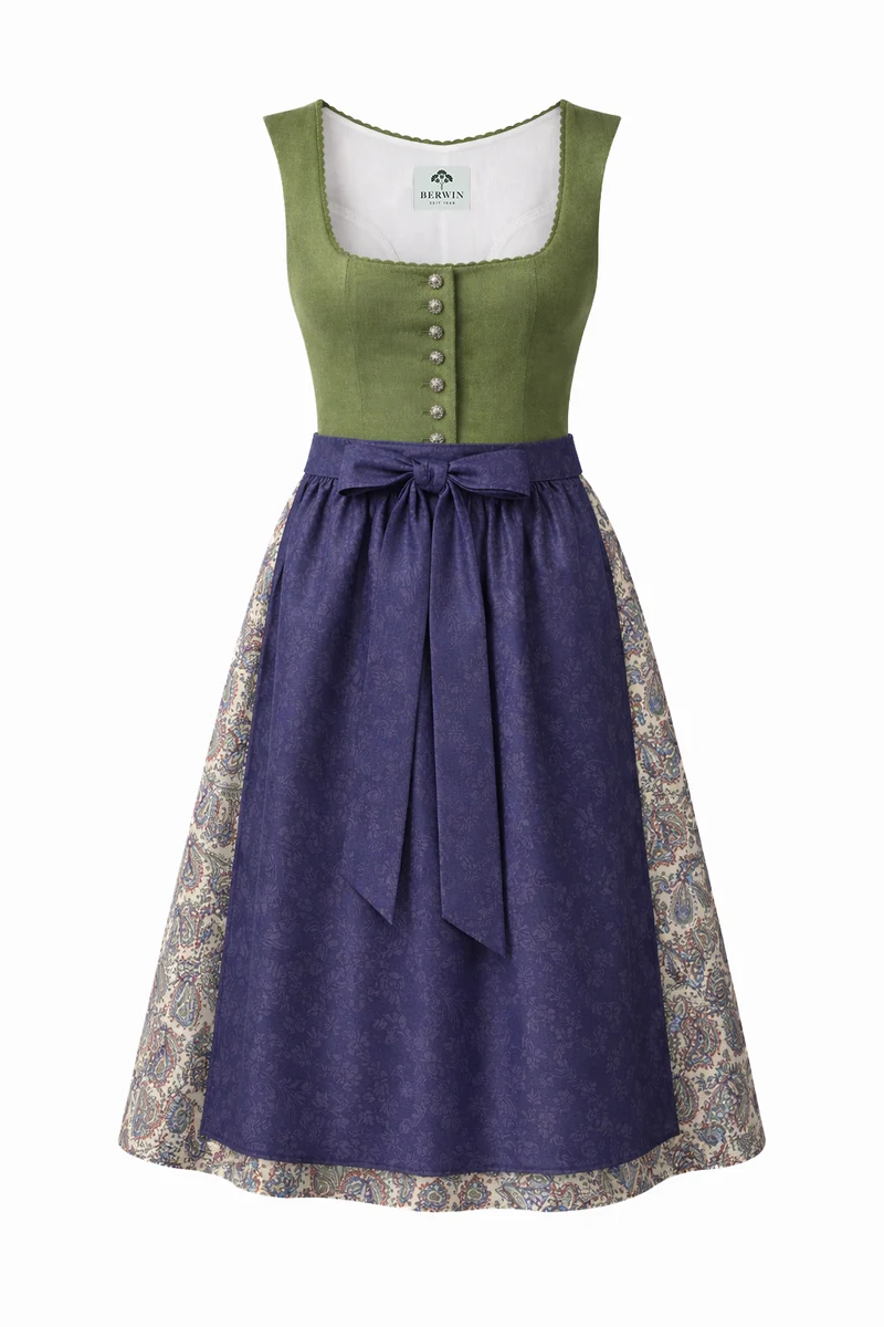 Dirndl mit Leinenoberteil und Baumwolldruck