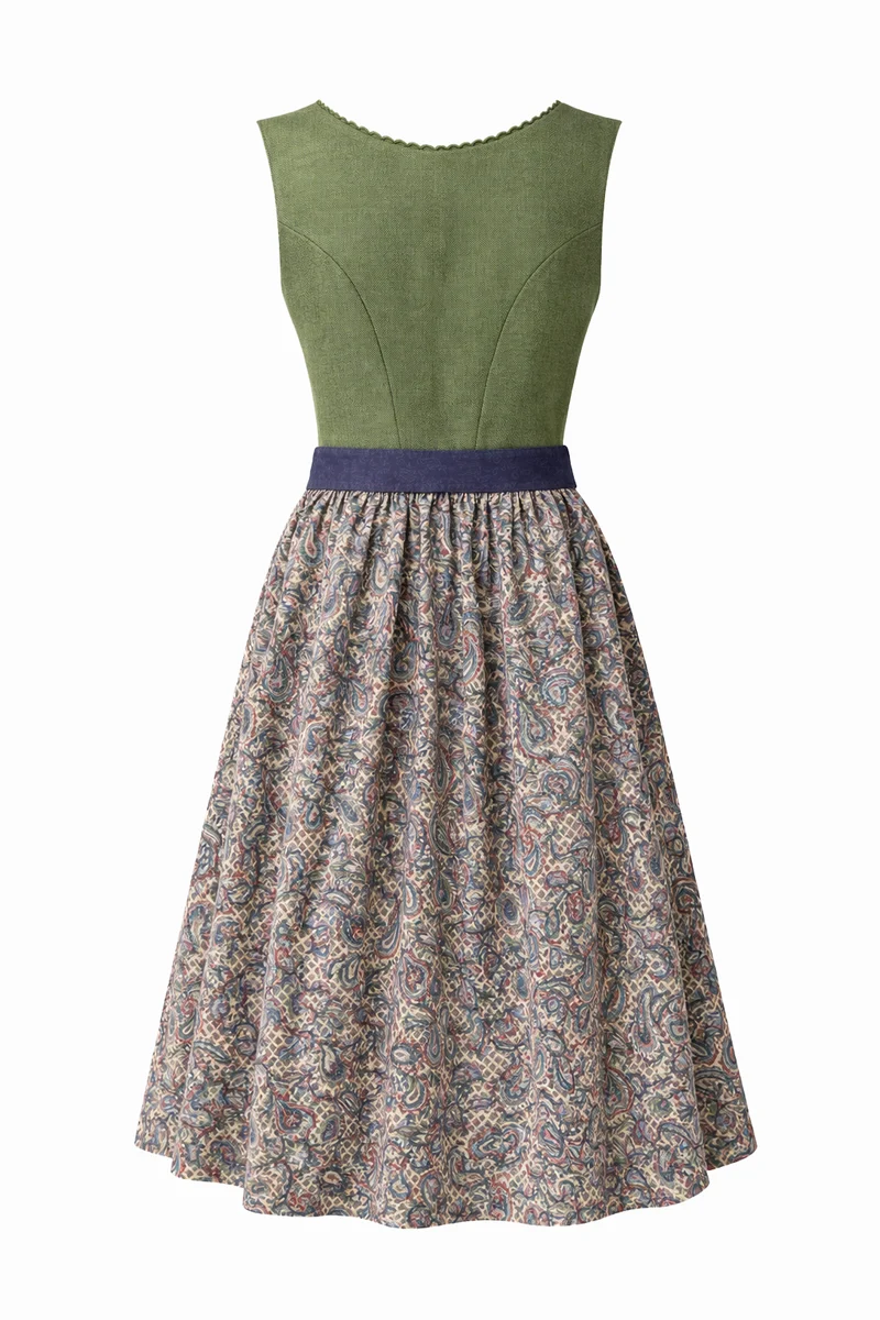 Dirndl mit Leinenoberteil und Baumwolldruck