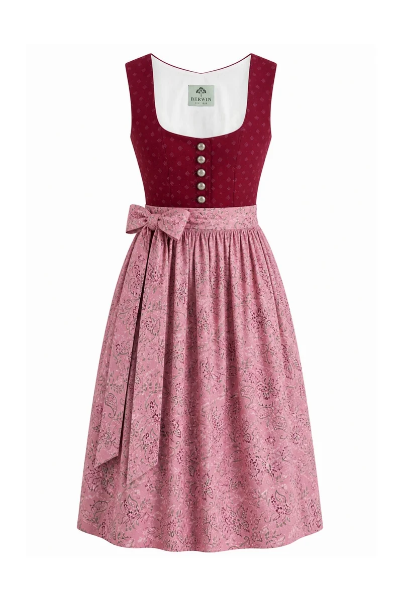 Durchgeknöpftes Dirndl aus Baumwolldruck