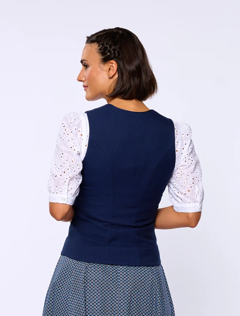 Bestickte Baumwollbluse mit Lochmuster & 3/4 Arm