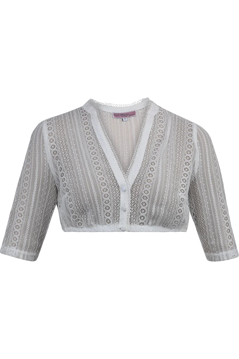Spitzen-Dirndlbluse mit Halbarm und V-Ausschnitt