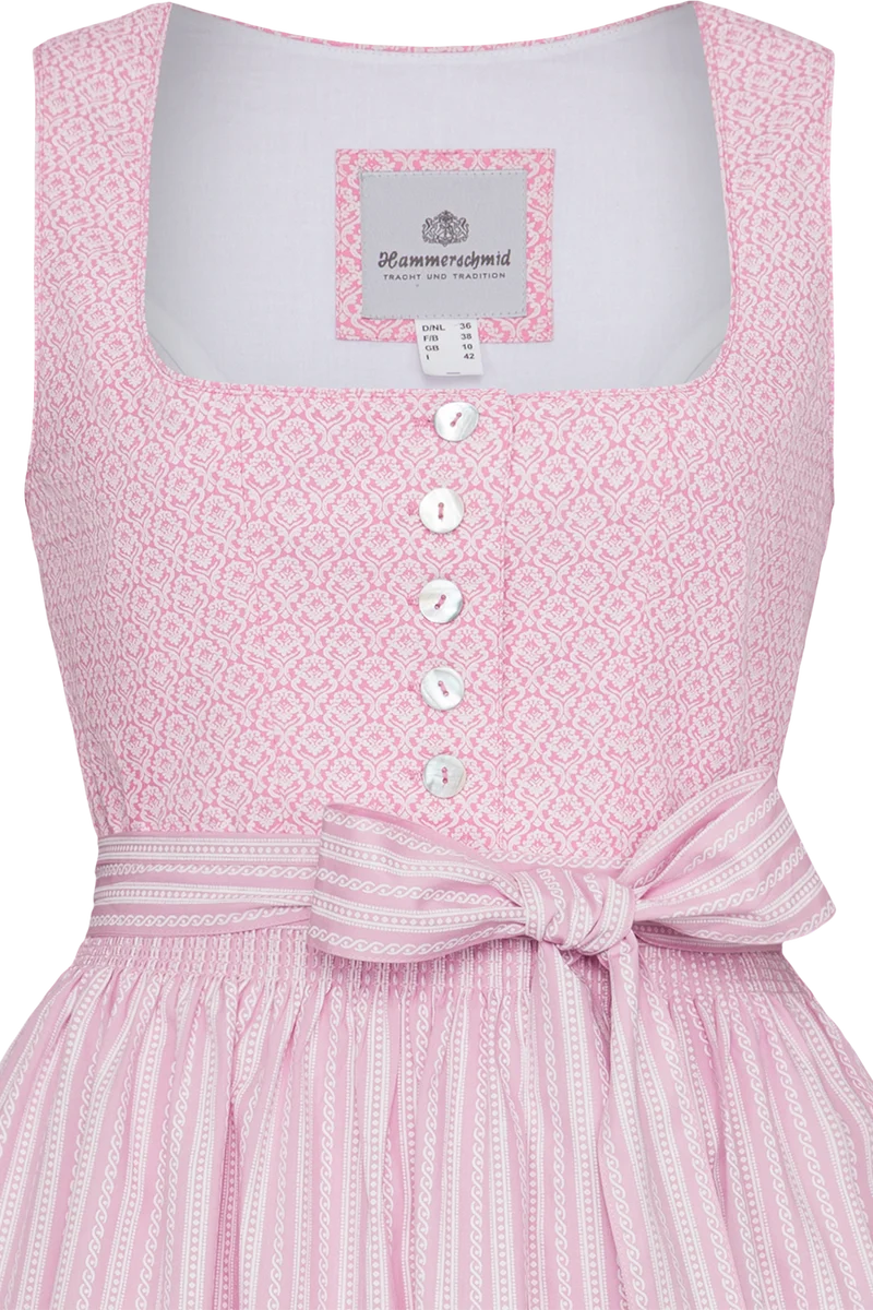 Dirndl aus reiner Baumwolle in Midilänge 70cm - rosa