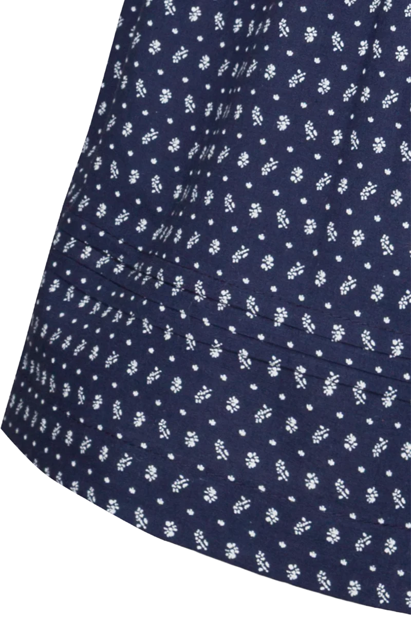 Kinderdirndl aus Baumwoll-Samt und Streublumenmuster - blue blau